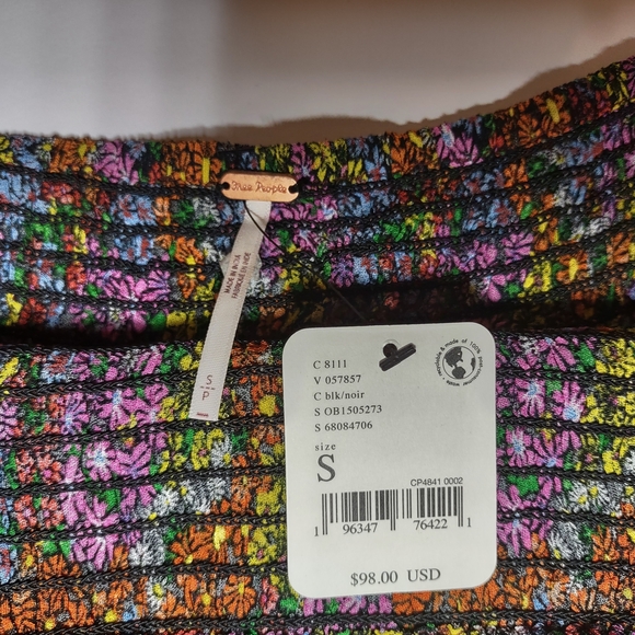 Free People Colorful Bohemian Floral Blouse Size Small - Picture 7 of 8
